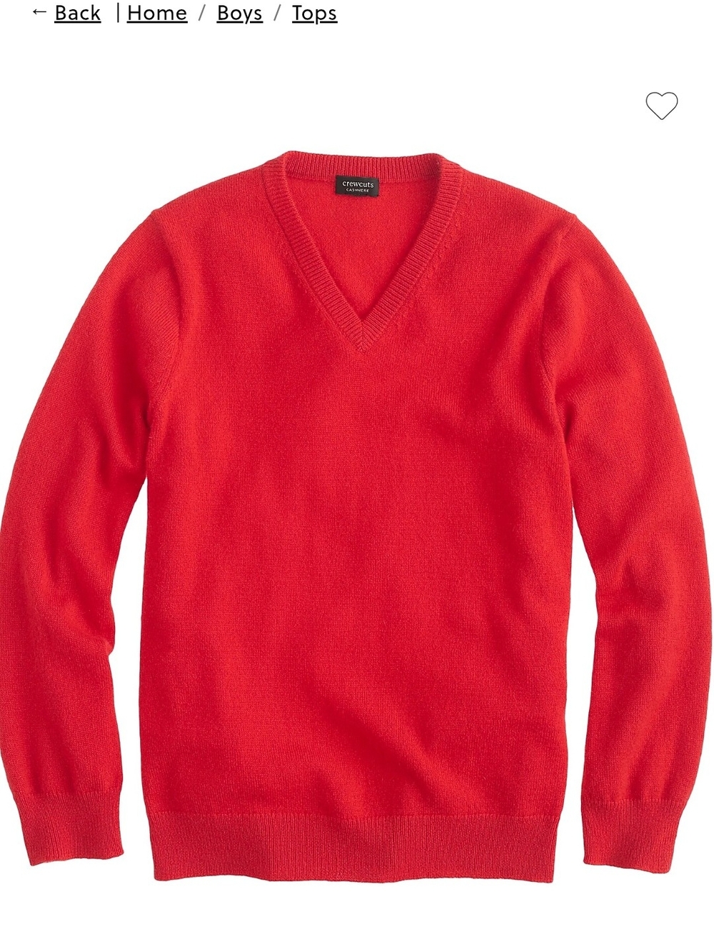 Crewcuts Cashmere Boy's Red V-Neck Sweater